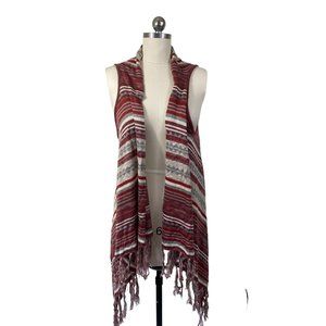 Live and Let Live One World Cardigan Sweater Medium NWT Red Sleeveless Aztec Boh